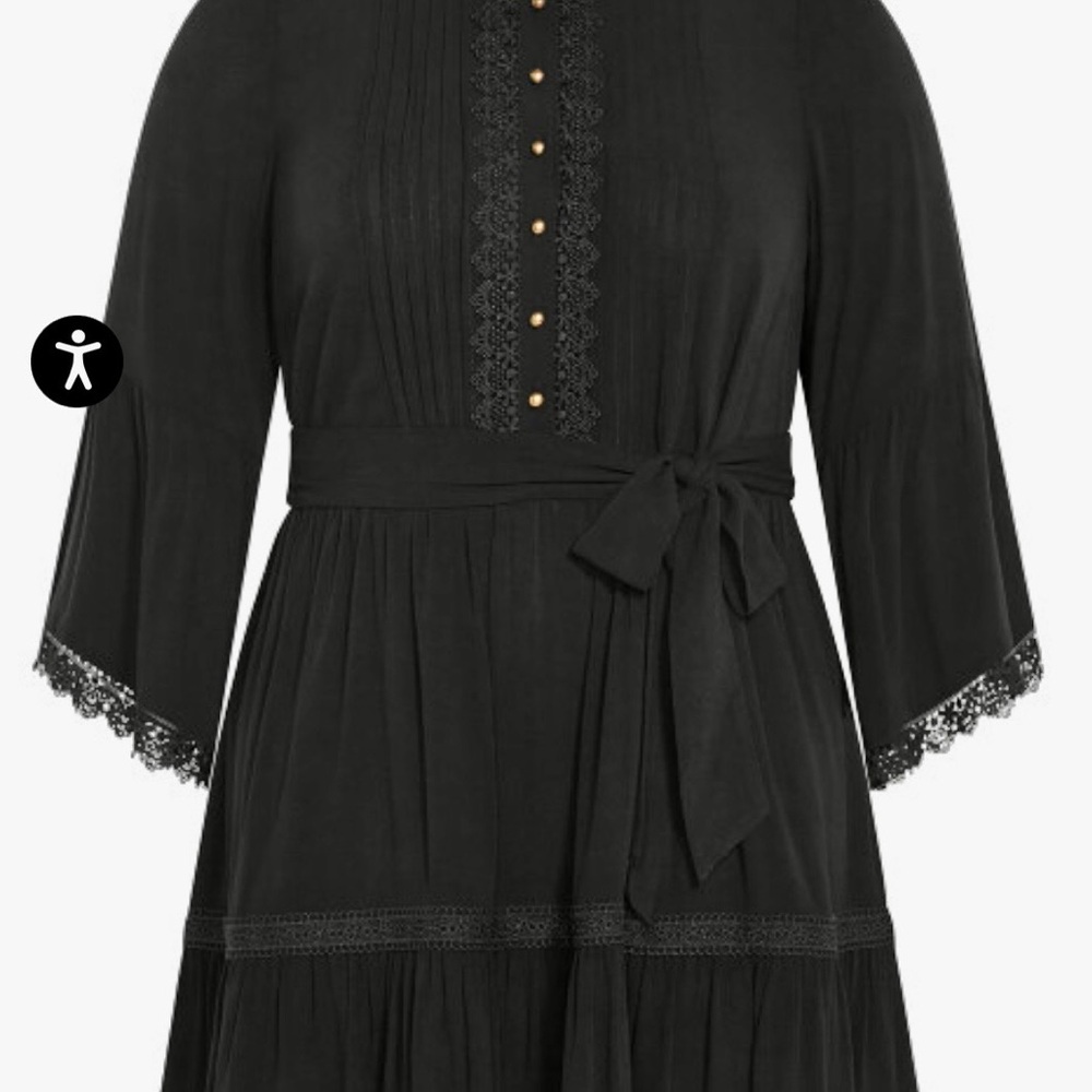 NWT - City Chic - Black Lace Trim Tunic Dress - XXL